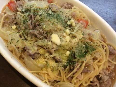 一つ鍋で作る豚肉と玉ねぎたっぷりパスタ